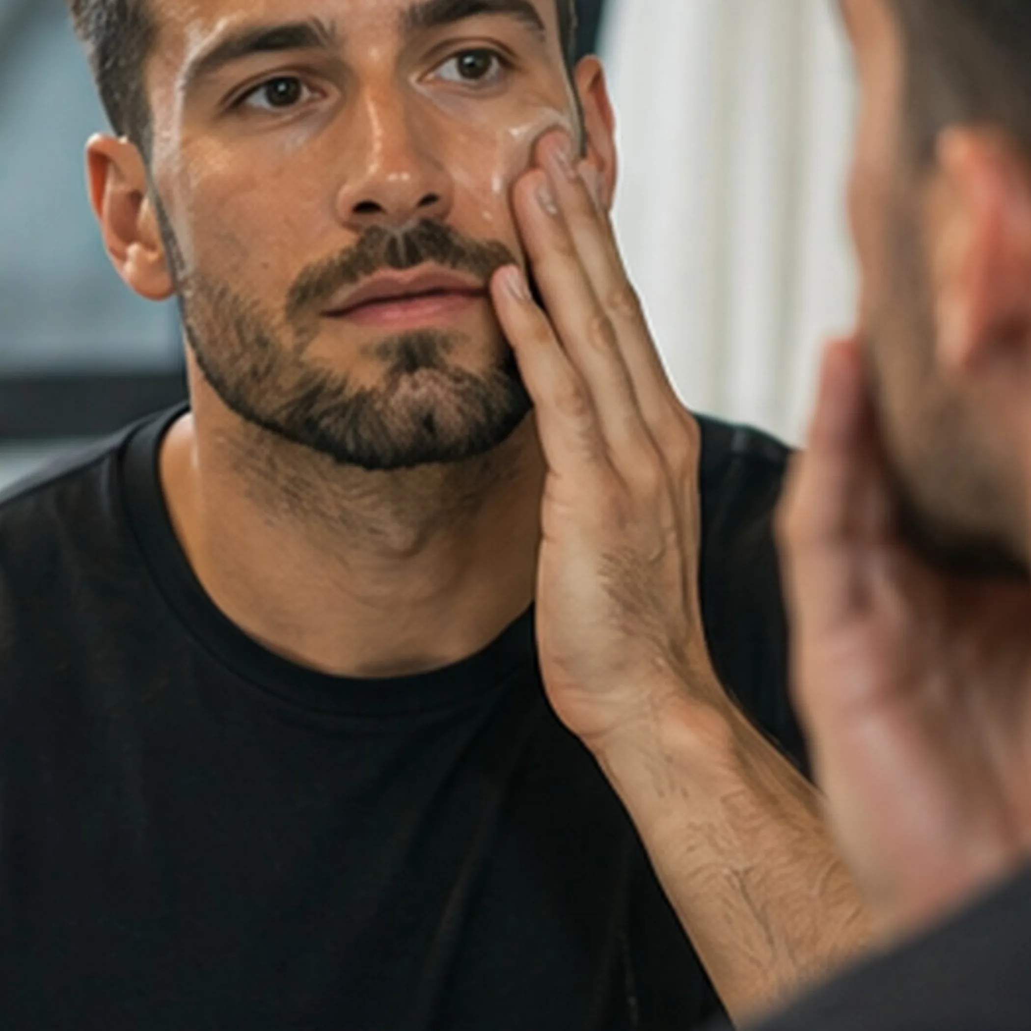 woman washing face after workout