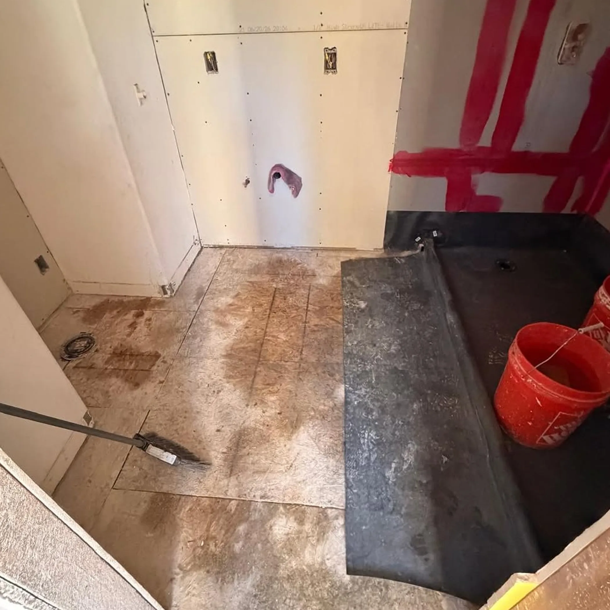 unfinished bathroom wet area