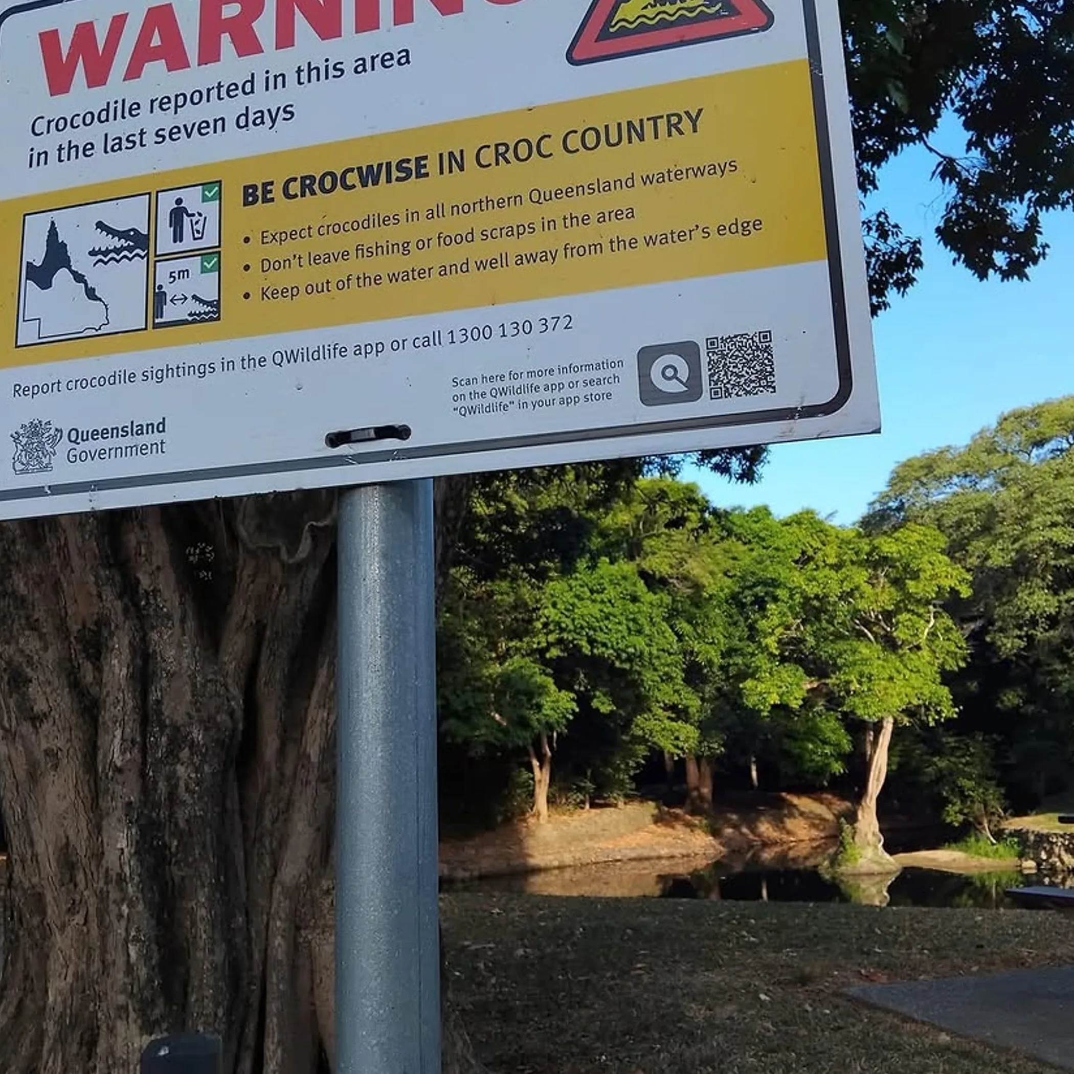crocodile safety sign in bush