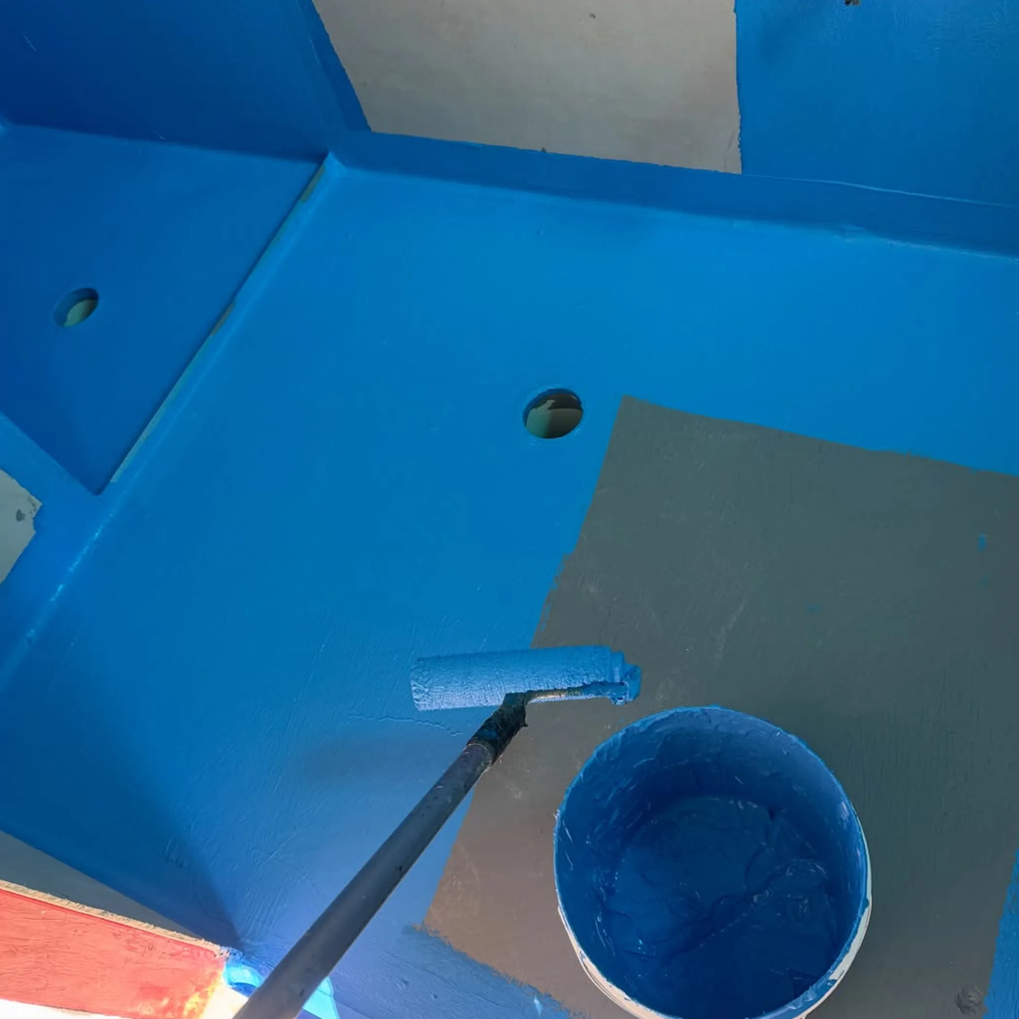 wet-area waterproofing with roller